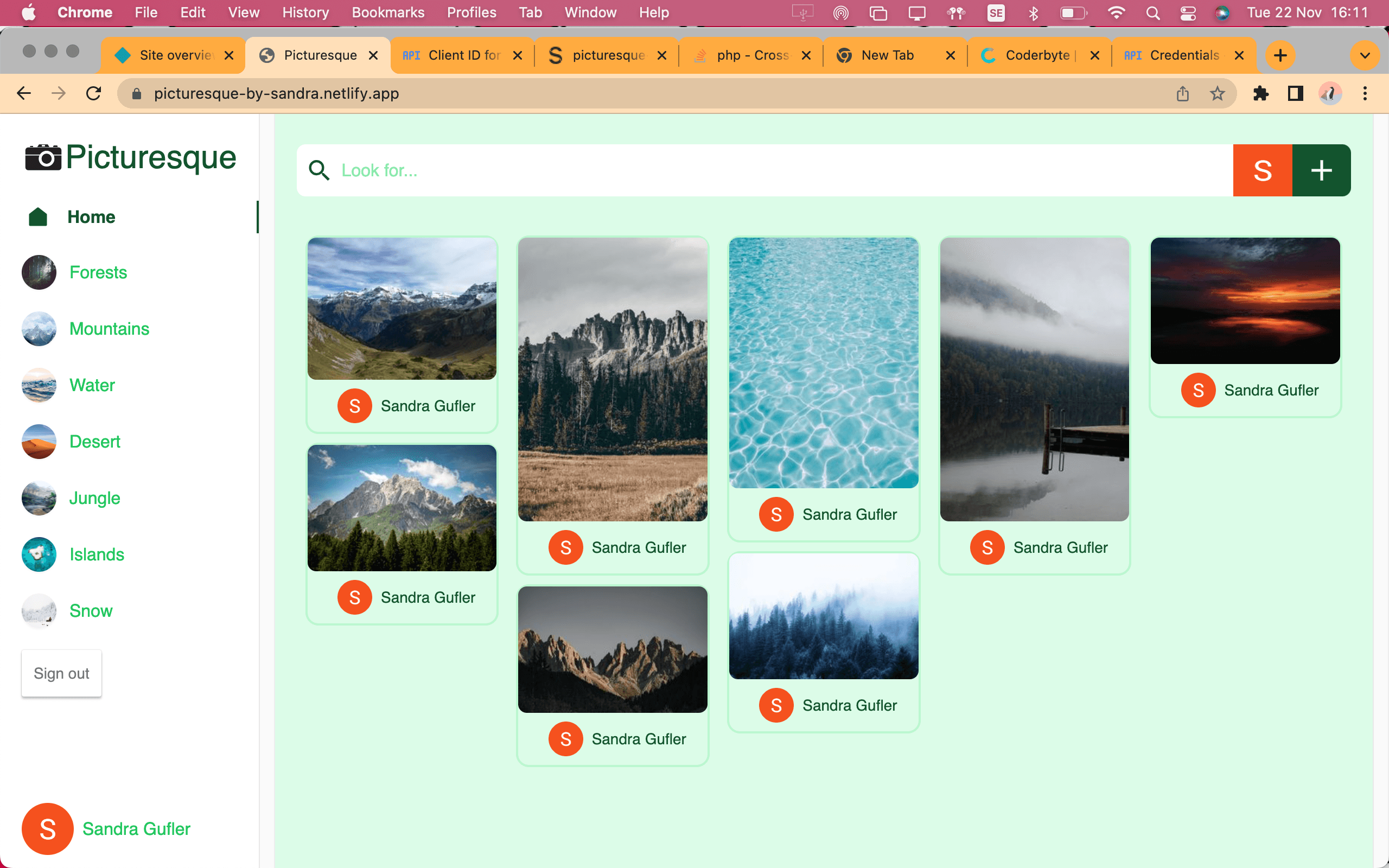 A nature photography web app